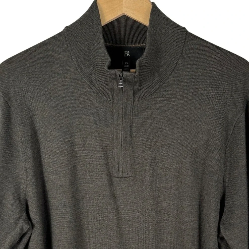 Banana Republic Italian Extra Fine Merino Wool Quarter Zip Sweater Mens XL Olive